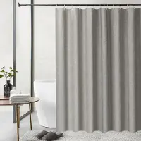 Damaiya11 Lyxigt Duschdraperi i Linne med Krokar Badrum Vattentätt Tjockt Tyg Badgardiner Badkar Stor Badskydd 180*200cm grå