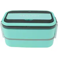Cosy Homes Dubbelskiktad Bentobox i 316 rostfritt stål med fack och bärbar lunchlåda med bestick för arbete Mint Green