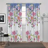 Yiran Furniture 2-delade polyestergardiner med persikoblommor och röda rosor, H-D digitaltryck, design med kanal för stång, fönsterdraperier för sovrum, vardagsrum 100W130H(CM)40x51in&Grommet Top white