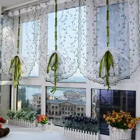 Cosy Homes Broderad romersk skir gardin Klassisk blommig fönsterskärm Elegant broderad romersk rullgardin för 2m/78.7in Height
