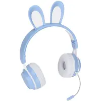 Andoer Kaninöron Bluetooth 5.0 Hörlurar Vikbara Barn Trådlösa Headset med LED Färgljus för PC blå
