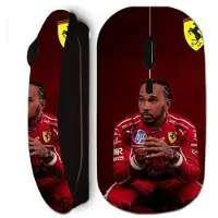 MANIACASE Trådlös mus - Scuderia Ferrari - Hamilton - Svart - Ergonomisk - Optisk