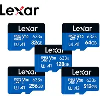 Lexar Original 128GB 633x Micro SD-kort 512GB 256GB 128GB 64GB 32GB Minneskort Upp till 100MB/s Läshastighet A2/A1 microSDHC/microSDXC TF-kort 32GB