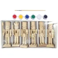 TOMTOP JMS 6 st 12 cm Jul Nötknäppare Ornament Set Trä Nötknäppare Karaktär Soldat Leksak Trädocka