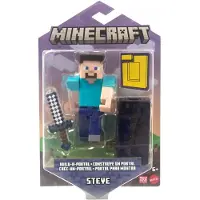 Mattel Minecraft Steve Action Figure 3.25-in med 1 Build-a-Portal-detalj och 1 tillbehr byggleksak inspirerad av videospel samlarpresent fr fans och b