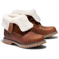 Timberland för kvinnor. TB18328R2421 Ankelstövlar i läder med rullad ovandel och varmt brunt foder (36 W), Hud, Karta, Nyckelband, Casual