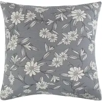 Borg Örngott 60x63 cm - Kreppsängkläder - 100% bomullskrepp - Grått blommönster