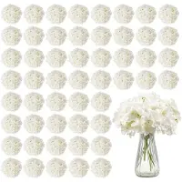 Vevor Konstgjorda Blommor, 65 st. Verkliga Vit Siden Hortensia Bulk, Vit Konstgjord Möhippa med Stjälkar för DIY Bröllopsbuketter, Hemdekorationer, Festbordsdekorationer