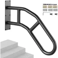 Vevor Ledstänger för utomhustrappor, 29" långa väggmonterade säkerhetsräcken för 1-3 steg, U-format ledstång med mattsvart finish, trappledstänger för barn, äldre, gravida kvinnor, funktionshindrade
