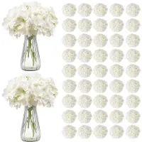 Vevor Konstgjorda Blommor, 105 st. Verkliga Vit Siden Hortensia Bulk, Vit Konstgjord Möhippa med Stjälkar för DIY Bröllopsbuketter, Hemdekorationer, Festbordsdekorationer