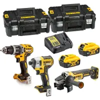 DeWalt Pack med 3 verktyg 18V (DCF887 + DCD796 + DCG405) + 2 batterier 5Ah + laddare + TSTAK-väska - - DCK384P2T-QW