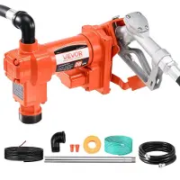 Vevor Bränsleöverföringspump, 12V DC 76 L/min (20 GPM) 186W (1/4 hk) dieselpump, utsugspumpar med manuellt munstycke, utloppsslang och sugrör, för bensin, diesel, fotogen, etanol-metanolblandningar oc
