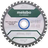 Metabo STEEL CUT CLASSIC 628651000 Cirkelsågblad 165 x 20 x 1.2 mm Antal tänder (per tum): 40 1 st