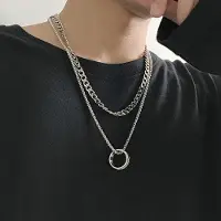 YIRAN Jewelry Eif Dock Punk Vintage Metall Lyckoring Halsband Personlighet Gotisk Flerlagers Kedja Hänge Halsband Kvinnor Män Smycken 45cm