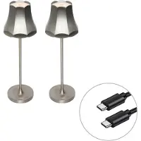 QAZQA Set med 2 retro bordslampor gunmetal laddningsbara IP44 - Granny