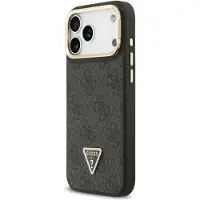 GUESS 4G PU-fodral m triangulär logotyp, kamerastativ & MagSafe för iPhone 17 Pro Max – Svart