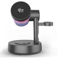 Mtp Products QI2.2 25W magnetisk trådlös laddningsstation med Bluetooth-högtalare och RGB - svart