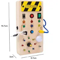 Kidsly Montessori Busy Board Sensoriska leksaker Trä med LED-ljusbrytare Styrbräda Reseaktiviteter Barnspel för 2-4 år gamla