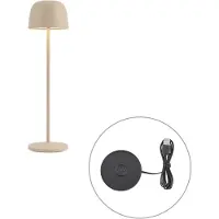QAZQA Bordslampa beige inkl. LED Uppladdningsbar med laddstation IP65 - Raika