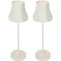 QAZQA Set med 2 retro bordslampor off-white laddningsbara IP44 - Granny