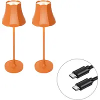 QAZQA Set med 2 retro bordslampor orange laddningsbara IP44 - Granny
