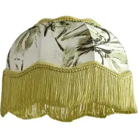QAZQA Textil lampskärm bladdesign med vit insida 31,5/15/14 - Heritage