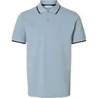 Selected T-shirt 'SLHATLAS' marinblå / rökblå / vit