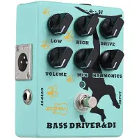 TOMTOP JMS Driver och DI-box Bas-effektpedal för elbas med XLR-utgång Basförstärkarpedal True grön