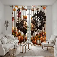 Household supplies MH 2 st set HD Thanksgiving Kalkon pumpa Lönnlöv dekorativ gardin Gul knytning digitaltryckt gardin Heminredning styl W52H63inchW132H160cm