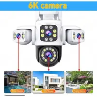 LS VISION 6K 12MP WiFi-kamera Utomhussäkerhetskamera Tre skärmar Tre linser PTZ 360° Säkerhetsskydd CCTV Övervakningskamera Yoosee 6k Camera