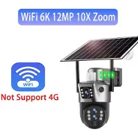LS VISION 6K 12MP Solcellskameror WiFi Utomhus Tre Objektiv 10x Zoom Övervakning Trådlös CCTV IP-kamera PTZ AI Spårning Säkerhetskamera V380 Wifi Cam 10xZoom