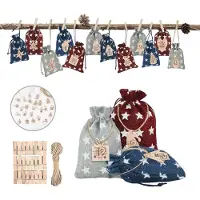 Cosy Homes Adventskalender Presentpåsar DIY Nedräkningskalender Julpåsar med Dragsko 24 Dagar Hängande