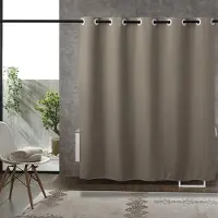 Lutas Vattentätt Duschdraperi med Linne-look Tjockt Set Inga Borrhål Badrumsavdelningsgardin 180*200cm grå