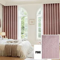 Home with love Förtjockade Jacquard Mörkläggningsgardiner Vardagsrum Sovrum Heminredning Fönstergardin W150*H270cm rosa