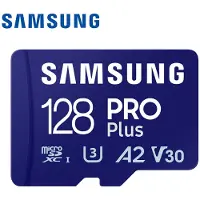 Samsung 128GB PRO Plus microSD-minneskort 256GB microSDXC, 512GB Upp till 180 MB/s, Full HD & 4K, UHS I, C10, U3, V30, A2, för telefoner GoPRO och DJI-drönarkameror 128GB