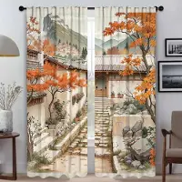 Household supplies MH Myggnät 2 Delar The Autumn Days Shades Heminredningsgardiner för Vardagsrum Tyg för Sovrum Mörkläggningsgardin W50xH70cmx2pcs-CL