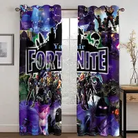 Yiran Furniture 3D-tryck Online Tävlingsspel Pojke Fri frakt 2 Delar Tunn Mörkläggande Fönstergardin för Vardagsrum Sovrum Heminredning Krok 140W160H(CM)55x63in&Grommet Top