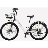 Electric Ride Cysum X-city Dam Bekväm Pendling E-cykel Med Dragstol Framram 48V10.4Ah Batteri 250W Elcykel 26 Tum Däck Utomhus Elcykel vit