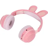 Andoer Kaninöron Bluetooth 5.0 Hörlurar Vikbara Barn Trådlösa Headset med LED Färgljus för PC rosa