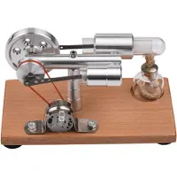Koogeelife Stirlingmotor-kit Elgenerator Värmeluftmotor Modell med LED-ljus Svänghjulsdesign