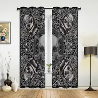 Household supplies MH Svarta Häxskalle Måne Spådom Fönstergardiner Hemdekoration Vardagsrumsgardiner Barnrum Cortinas För Kök Sovrum 135W x 60H(cm) x1