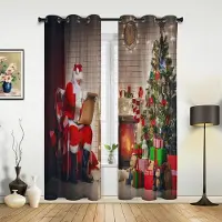 Household supplies MH Jul Snö Snöflingor Löv Kottar Dekoration Gardiner för Barnrum Vardagsrum Draperier Kök Fönstergardin 135W x 60H(cm) x1