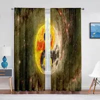 Yiran Furniture Yin Yang Trippy Psykedelisk Konst Tyll Voile Gardiner för Sovrumsfönsterdekor Vardagsrum Skira Gardiner Persienner Chiffongdraperier 100W130H(CM)40x51in&Grommet Top brown