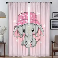 Household supplies MH Gardiner Barnrum Elefant Tecknad Heminredning Gardiner för Kameraskuggor Tyll för Sovrum Halloween Dekoration Skiljevägg W50xH70cmx2pcs-CL