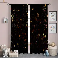 Yiran Furniture Regnbågsrosa Glänsande Tryckta Gardiner Barnrum Sovrum Vardagsrum Arbetsrum Dekorativa Gardiner 2 Stycken Hemdekoration W50xH130(CM)x2PCS&Rod pocket