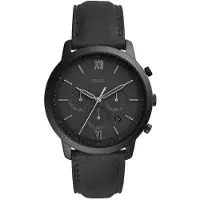 Fossil Neutra Herr Kronografklocka - Blå Rund Urtavla, Läderarmband, Business Casual FS5503 svart