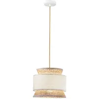 LUCE Design Hänglampa Gazebo, dimbar, Creme / bärnsten, Vardagsrum / matsal, Trä, Pendellampa