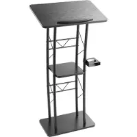 Vevor Podiumställ, 1180 mm metallpulpet, böjd stående podium med bred läsyta, öppet förvaringsfack, bokhållare, mugghållare, för klassrum, bröllop, konferens, tal, konsert
