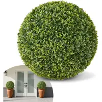 Vevor Konstgjord Topiary-boll, 584 mm konstgjorda buxbomväxtbollar, konstgjorda sidenträd som ser äkta ut, enkel montering för dekoration veranda utomhus uteplats trädgård balkong bakgård och inomhus