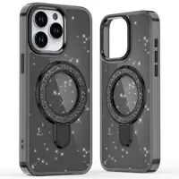 Mtp Products iPhone 16 Pro Glitter Hybridskal med kickstand - MagSafe-kompatibel - Svart